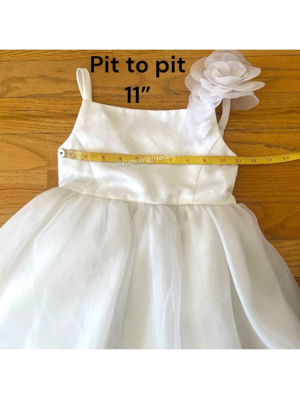 David’s Bridal White Organza Tiered Flower Girl Dress WG1267 Size 6 - Picture 11 of 16